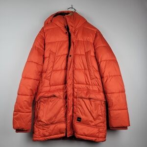 Calvin Klein Mens Classic Fit Puffer Jacket Coat Orange Small MSRP $328 Gorpcore